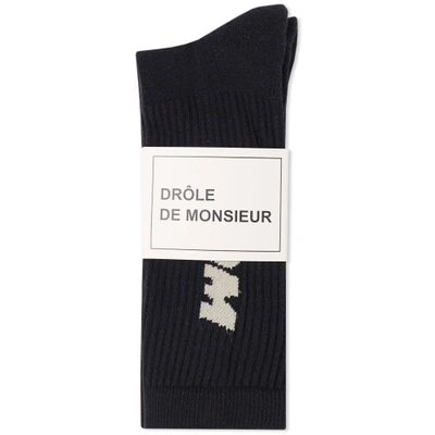 Shop Drôle De Monsieur Logo Sock In Black