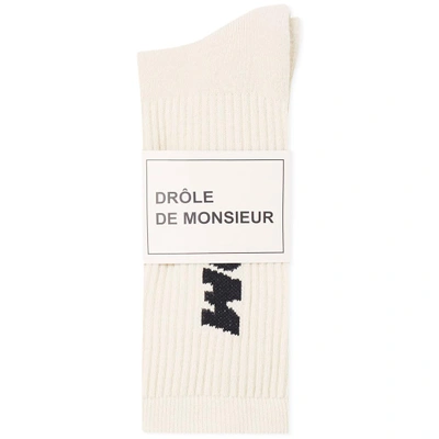 Shop Drôle De Monsieur Logo Sock In Neutrals
