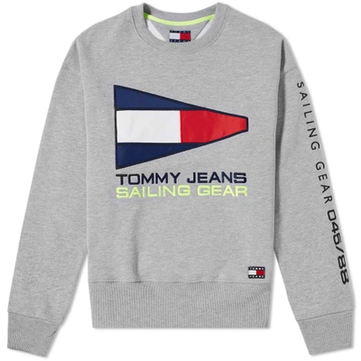 Shop Tommy Jeans 5.0 90s Sailing Logo Crew Sweat In Grey