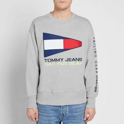 Shop Tommy Jeans 5.0 90s Sailing Logo Crew Sweat In Grey