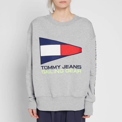 Shop Tommy Jeans 5.0 Women's 90s Sailing Logo Crew Sweat In Grey