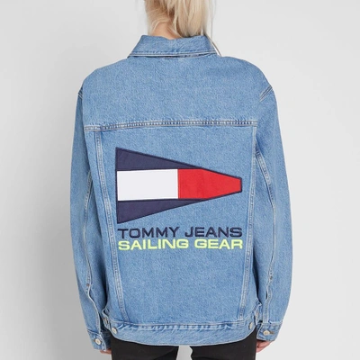 Shop Tommy Jeans 5.0 Women's 90s Logo Denim Jacket In Blue