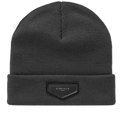 Shop Givenchy Patch Logo Beanie In Grey