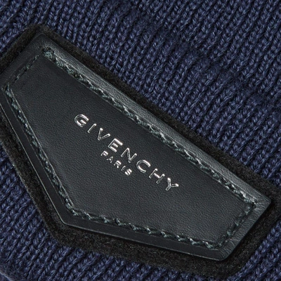 Shop Givenchy Patch Logo Beanie In Blue
