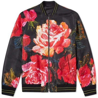 Shop Alexander Mcqueen Floral Bomber Jacket In Black