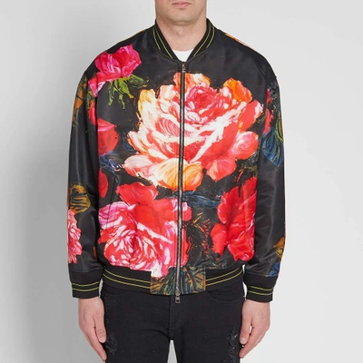 Shop Alexander Mcqueen Floral Bomber Jacket In Black