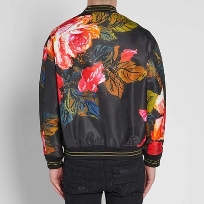 Shop Alexander Mcqueen Floral Bomber Jacket In Black