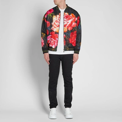 Shop Alexander Mcqueen Floral Bomber Jacket In Black