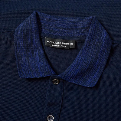Shop Alexander Mcqueen Embroidered Motif Polo In Blue