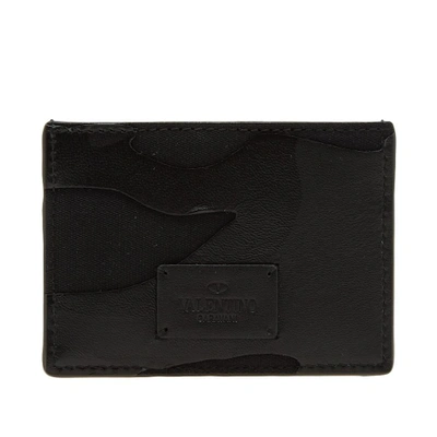 Shop Valentino Bonded Camo Small Card Holder In Black