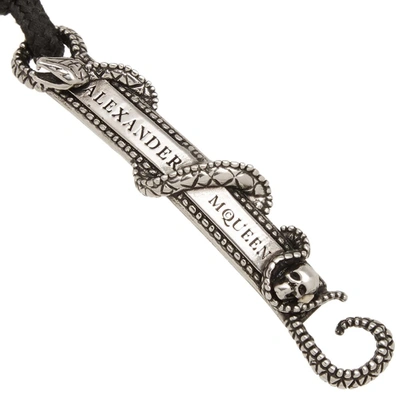 Shop Alexander Mcqueen Snake & Horse Cord Bracelet In Black