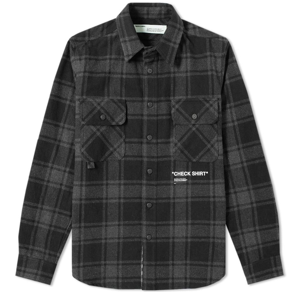 Off-white Quote Flannel Shirt In Grey | ModeSens