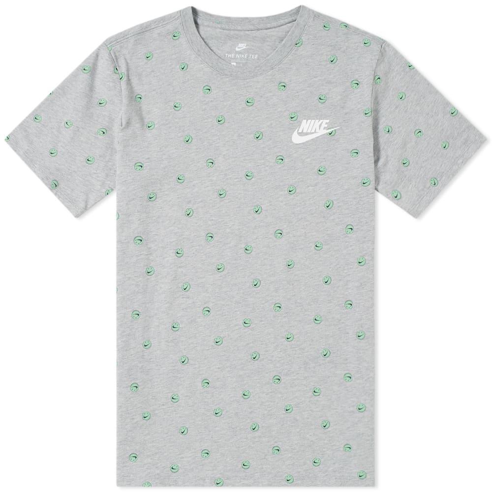 gray and lime green nike shirt