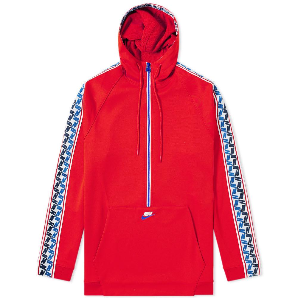 Nike Taped Poly Half Zip Hooded Sweat In Red | ModeSens