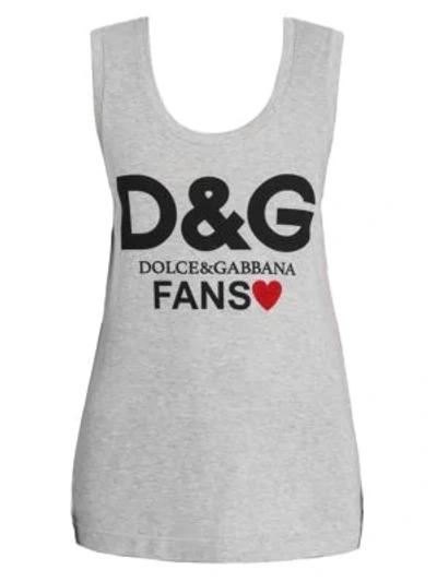 Shop Dolce & Gabbana Cotton Logo Tank In Grey