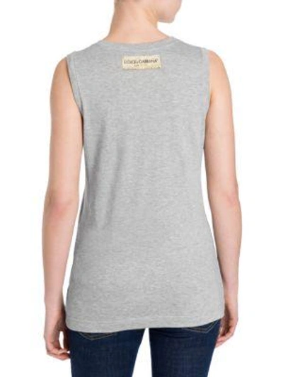 Shop Dolce & Gabbana Cotton Logo Tank In Grey