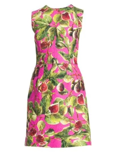Shop Dolce & Gabbana Sleeveless Brocade A-line Dress In Pink Fig