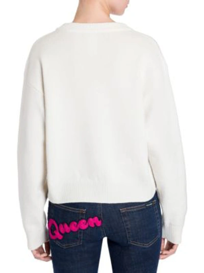 Shop Dolce & Gabbana Cashmere Cropped L'amore È Bellezza Sweater In Ivory