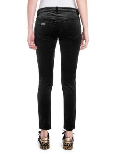 Shop Dolce & Gabbana Velvet Straight-leg Pants In Black