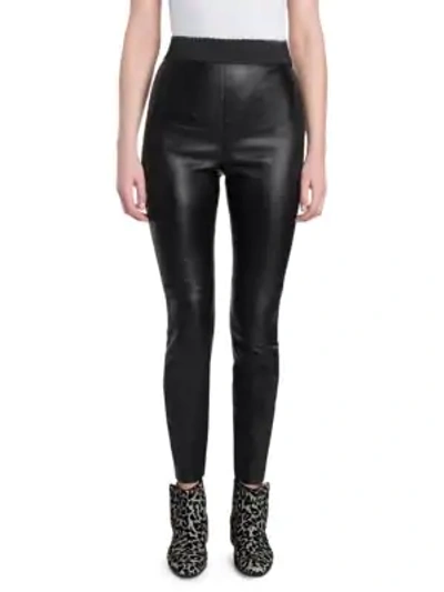 Shop Dolce & Gabbana Leather Leggings In Black