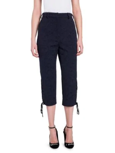 Shop Dolce & Gabbana Cropped Jacquard Pants In Navy