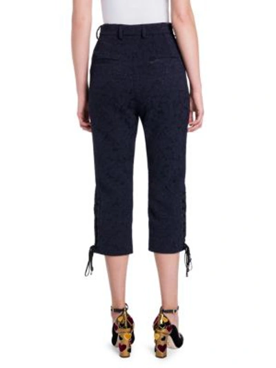 Shop Dolce & Gabbana Cropped Jacquard Pants In Navy
