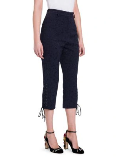 Shop Dolce & Gabbana Cropped Jacquard Pants In Navy