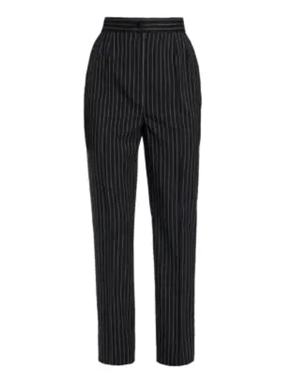 Shop Dolce & Gabbana Women's Striped Cropped Trousers In Charcoal