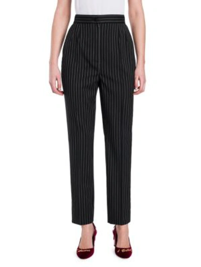 Shop Dolce & Gabbana Women's Striped Cropped Trousers In Charcoal