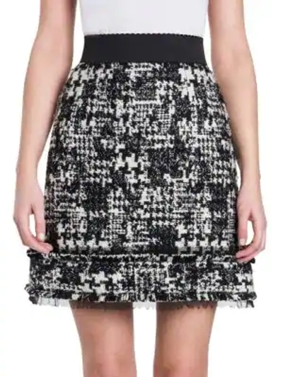 Shop Dolce & Gabbana Fray-hem Tweed Mini Skirt