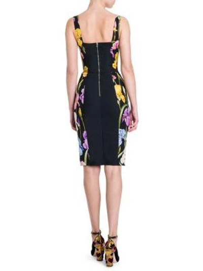 Shop Dolce & Gabbana Bustier Floral Dress In Black Iris