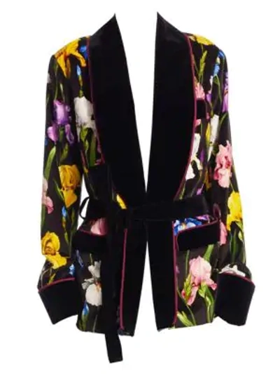 Shop Dolce & Gabbana Velvet Smoking Jacket In Black-iris