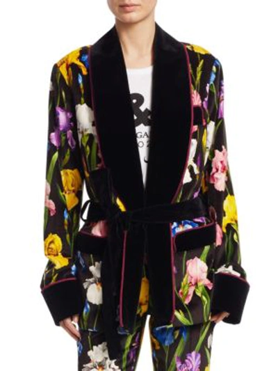 Shop Dolce & Gabbana Velvet Smoking Jacket In Black-iris