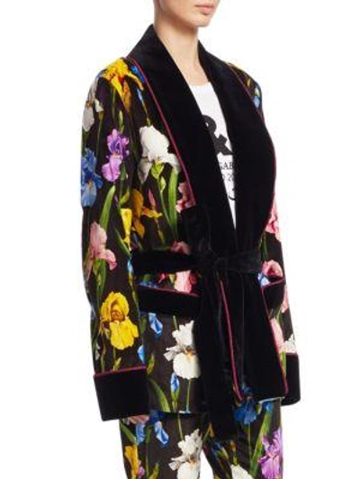 Shop Dolce & Gabbana Velvet Smoking Jacket In Black-iris