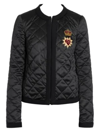 Shop Dolce & Gabbana Diamond Quilted Sacred Heart Jacket In Black