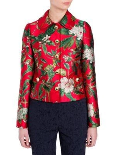 Shop Dolce & Gabbana Long-sleeve Jacquard Jacket In Red-green