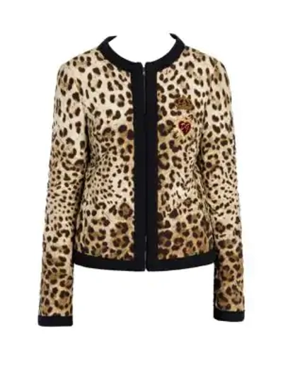 Shop Dolce & Gabbana Leopard Print Quilted Jacket