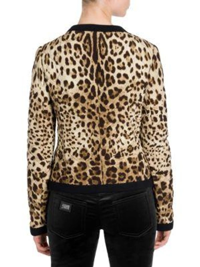 Shop Dolce & Gabbana Leopard Print Quilted Jacket