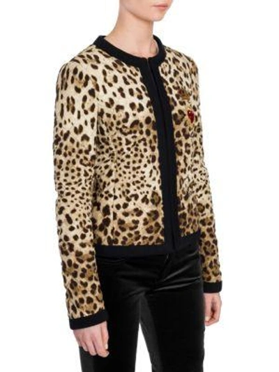 Shop Dolce & Gabbana Leopard Print Quilted Jacket