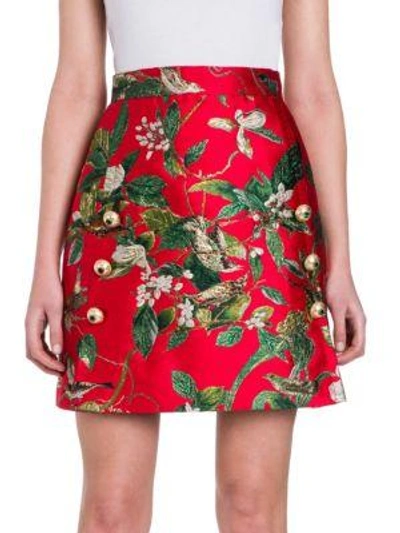 Shop Dolce & Gabbana Jacquard A-line Mini Skirt In Red-green