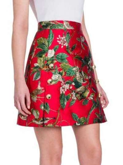 Shop Dolce & Gabbana Jacquard A-line Mini Skirt In Red-green