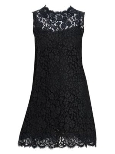 Shop Dolce & Gabbana Floral Lace Mini Dress In Black