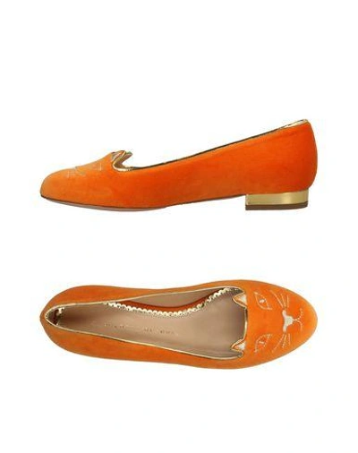 Shop Charlotte Olympia Ballet Flats In Apricot