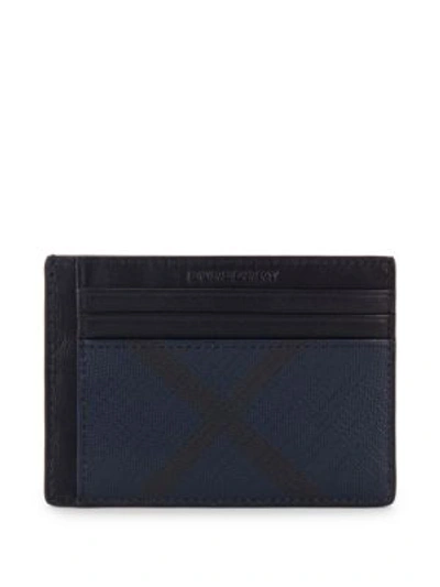 Shop Burberry Chase London Check Card Case In Navy Black