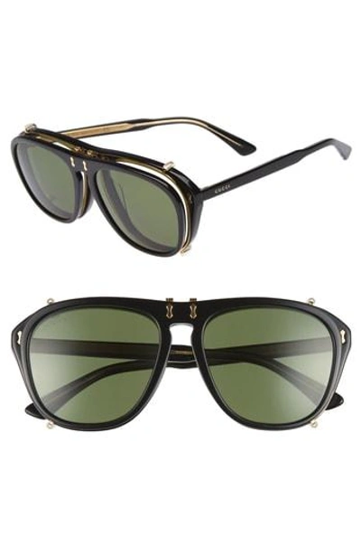 Shop Gucci 54mm Flip-up Aviator Sunglasses - Black