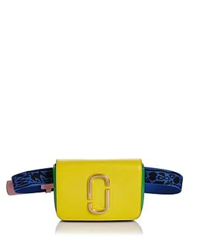 Shop Marc Jacobs Hip Shot Leather Convertible Belt Bag In Daisy Yellow Multi/gold