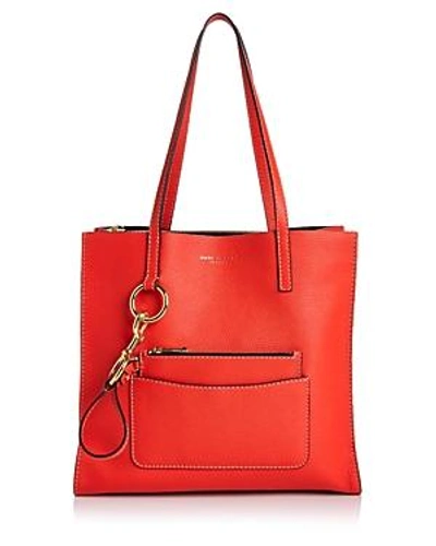 Shop Marc Jacobs The Bold Grind Leather Tote In Poppy Red/gold