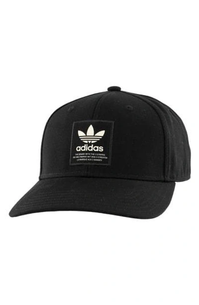 Shop Adidas Originals Trefoil Patch Baseball Cap - Black In Black/ Chalk White