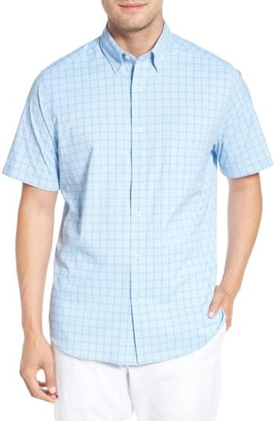 Shop Southern Tide Nautical Mile Regular Fit Plaid Performance Sport Shirt In Sky Blue