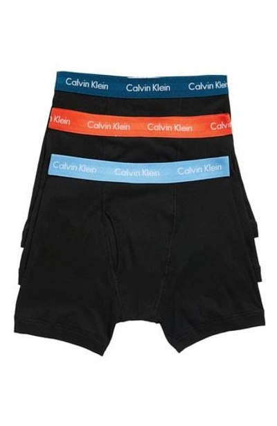 Shop Calvin Klein 3-pack Boxer Briefs In Black/ Orange/ Fountain/ Blue